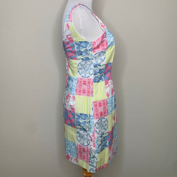 Kaeli Smith Sheath Dress Sz 2 Patchwork Sea Life - Picture 4 of 11